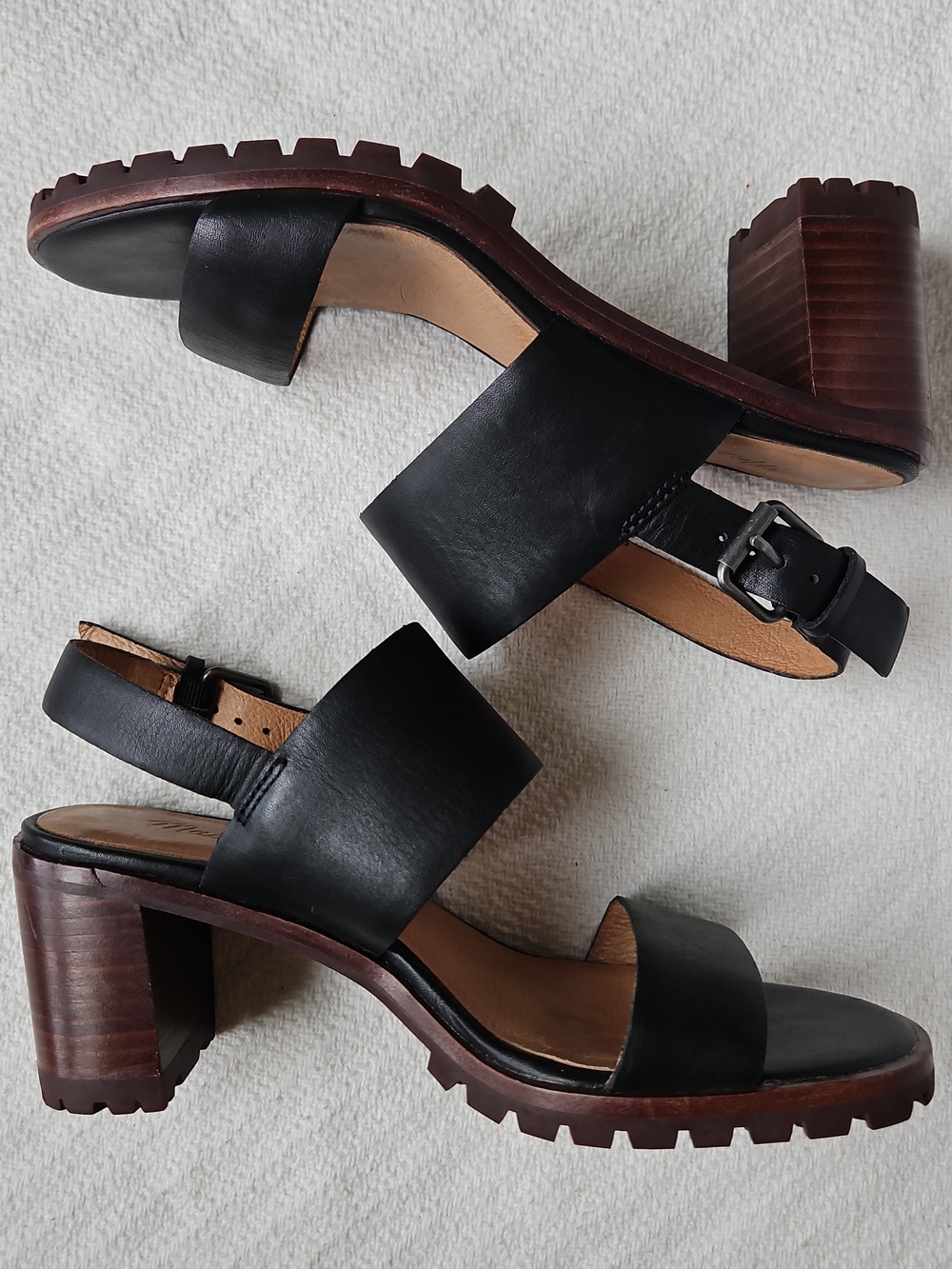 Madewell Keira Black Leather Sandals Sz 6